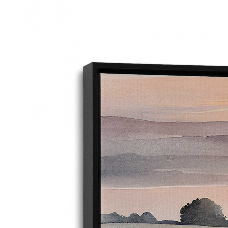 «Sunset in Blooming Valley I», toile roulée, Cadre flottant noir satiné, H 36,75 po x l 24,75 po x P 1,75 po