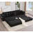 110.75 Inch Modular L Shaped Sofa With Movable Footstool, Cup Holders, And 8 Throw Pillows, Unfolds Into A Bed-80926485