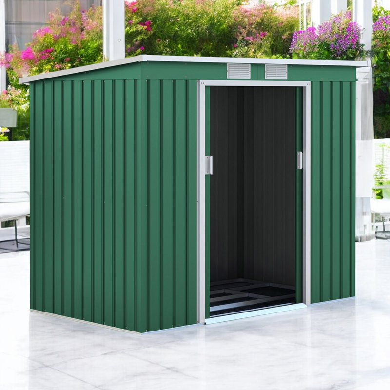 7 ft. W x 4 ft. D Metal Pent Storage Shed, Green