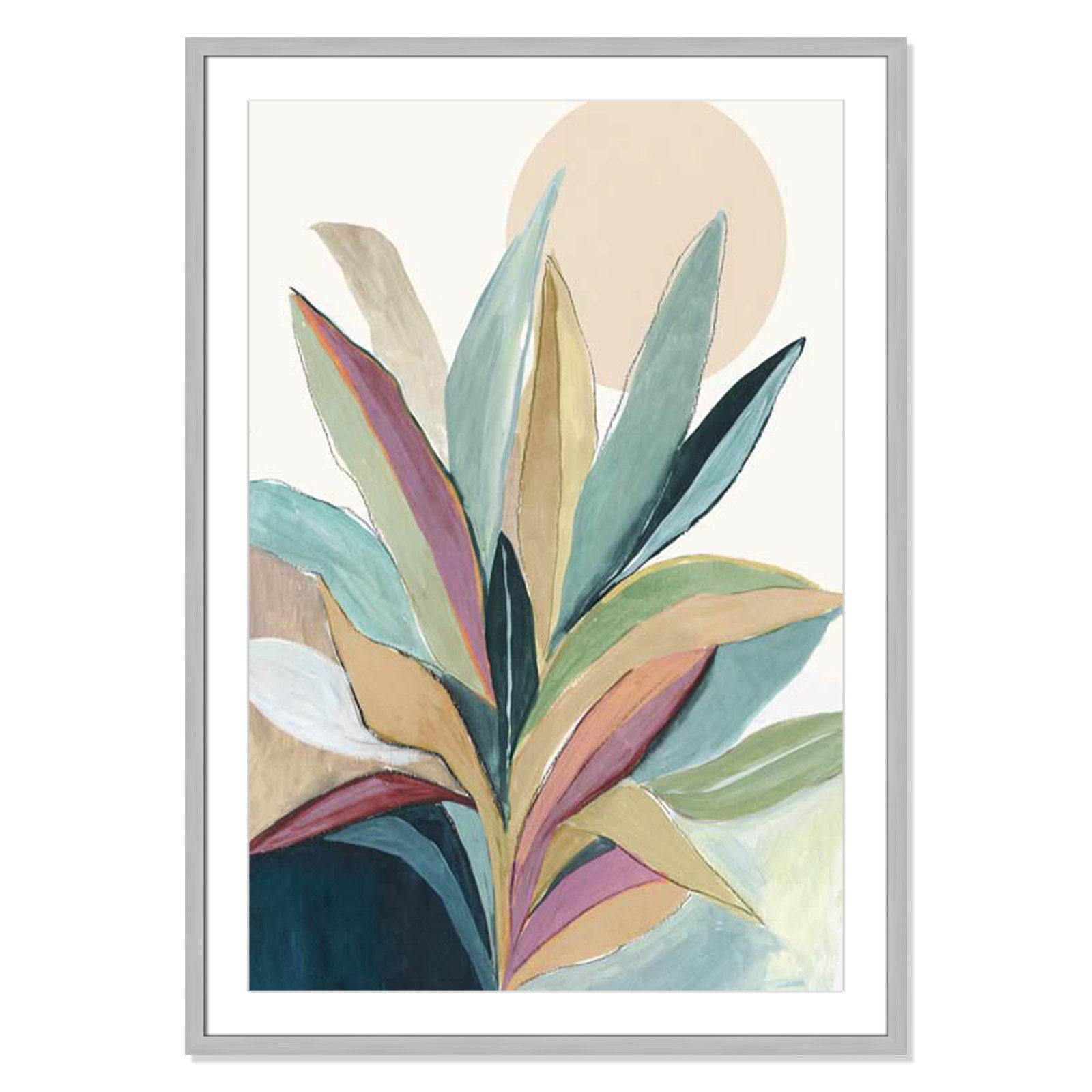 Sherbrooke Sunny Bright Leaves I by Asia Jensen Print, Yes, Silver Single Picture Frame, 41.5" H x 29.5" W x 1.25" D