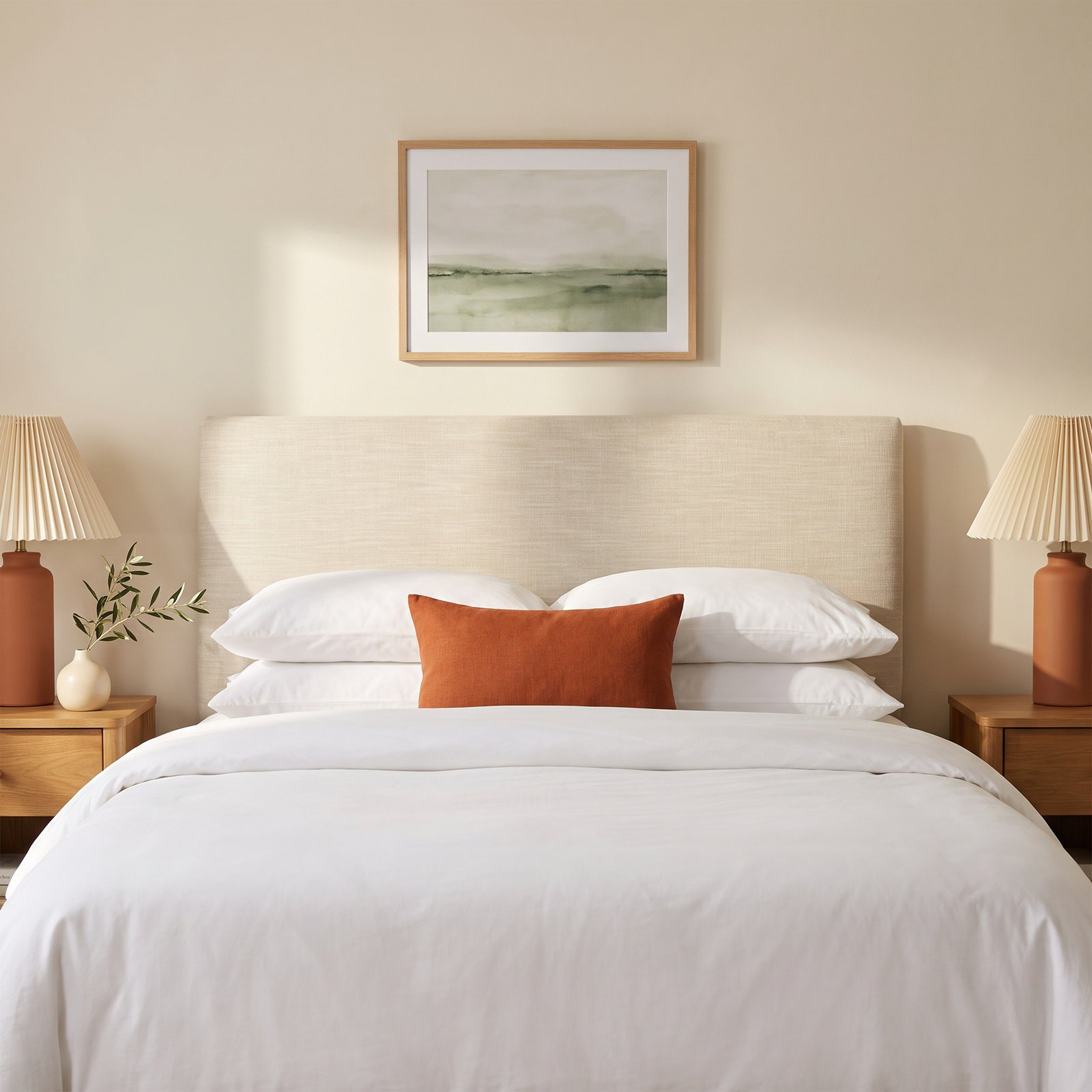 Eisley Pine Headboard, King, Classic Talc Linen