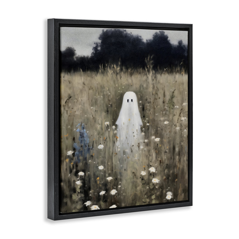 Fantôme floral dans un cadre flottant, design par LSR Design Studio, Cadre flottant noir de jais, H 21 po x l 17 po