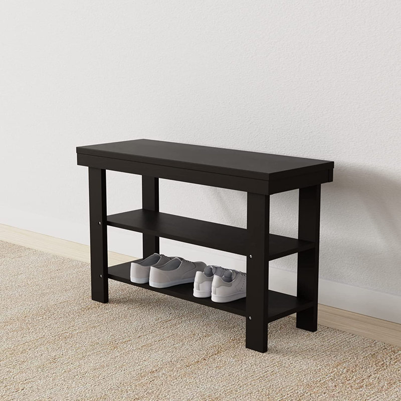 Castoro Solid Wood Storage Bench, Black