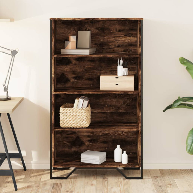 Samiria Bookcase, (4 Shelves) 137.5cm H x 80cm W x 31cm D, Smoked Oak