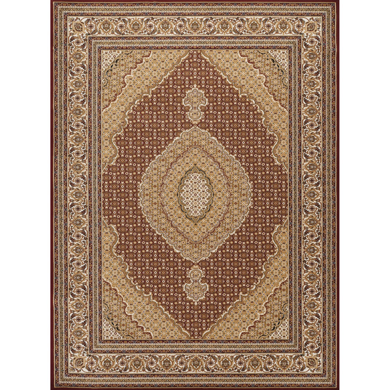 2 Ft. X 3 Red Area Rug, Luxury Traditional Design, 0.48 Pile For Under Furniture Machine-Made Polypropylene Suitable High Traffic Floors