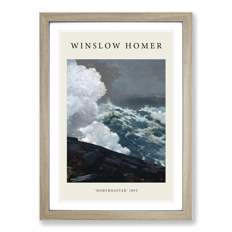 Northeaster by Winslow Homer - Picture Frame Painting, 65cm H x 48cm W x 2cm D, Oak