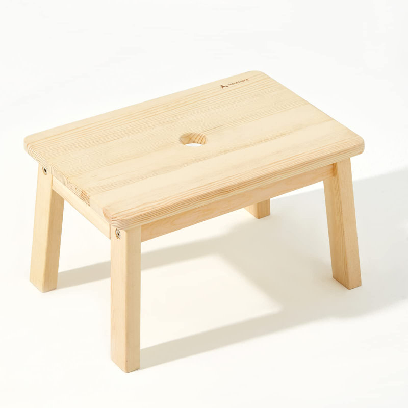 Tabouret d'appoint en bois massif Kamillia, Naturel