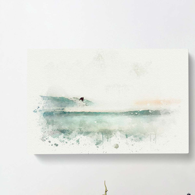 Surfing In Zuma Beach Malibu In Abstract - Wrapped Canvas Print, 40cm H x 60cm W x 3cm D