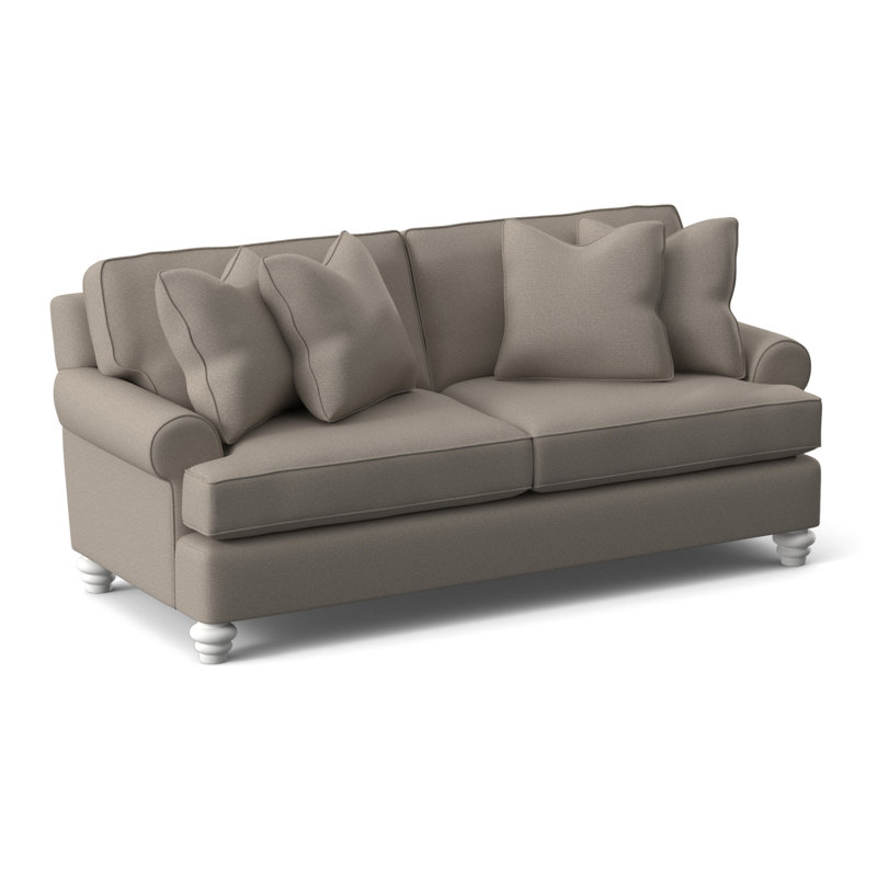 Lowell Upholstered 86'' Sleeper Sofa, Beige Performance Fabric; 0851-73, Frost White Finish, Gel Memory Foam Mattress
