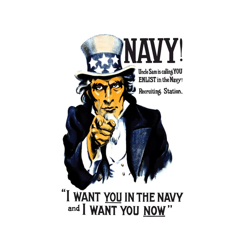 Vintage WWI Poster Of Uncle Sam Pointing At The Reader - Wrapped Canvas Print, 20.32 cm H x 30.48 cm W