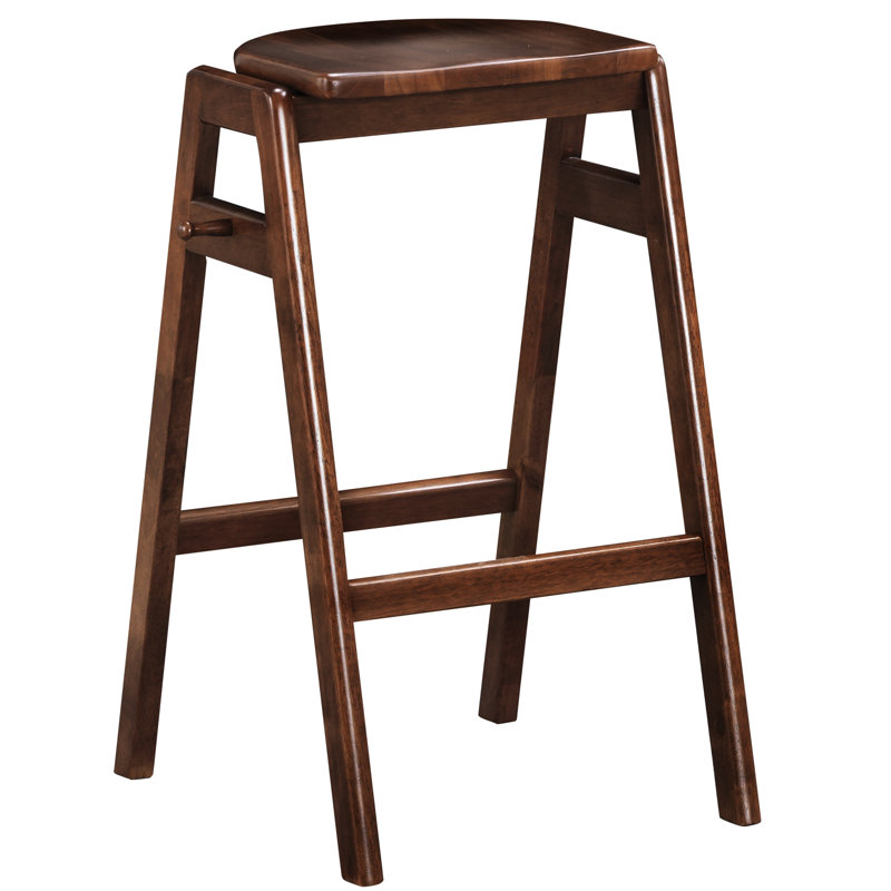 Paire de chaises de bar empilables de style Mid-Century moderne, bois d'hévéa massif de couleur noyer, coussin de siège confortable de l 16 po x P 19,25 po x H 29,41 po, sièges en hévéa de finition, sièges confortables