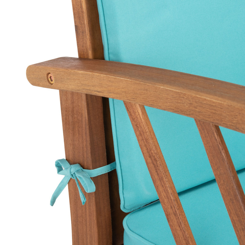 Ensemble de conversation avec canapé 4 pièces Calhoun, Structure naturelle / coussin turquoise