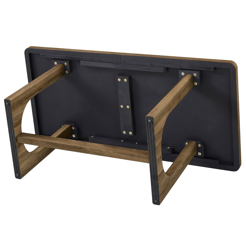 Table de salle à manger rectangulaire Gatineau 67 po avec piètement tréteau, Brown