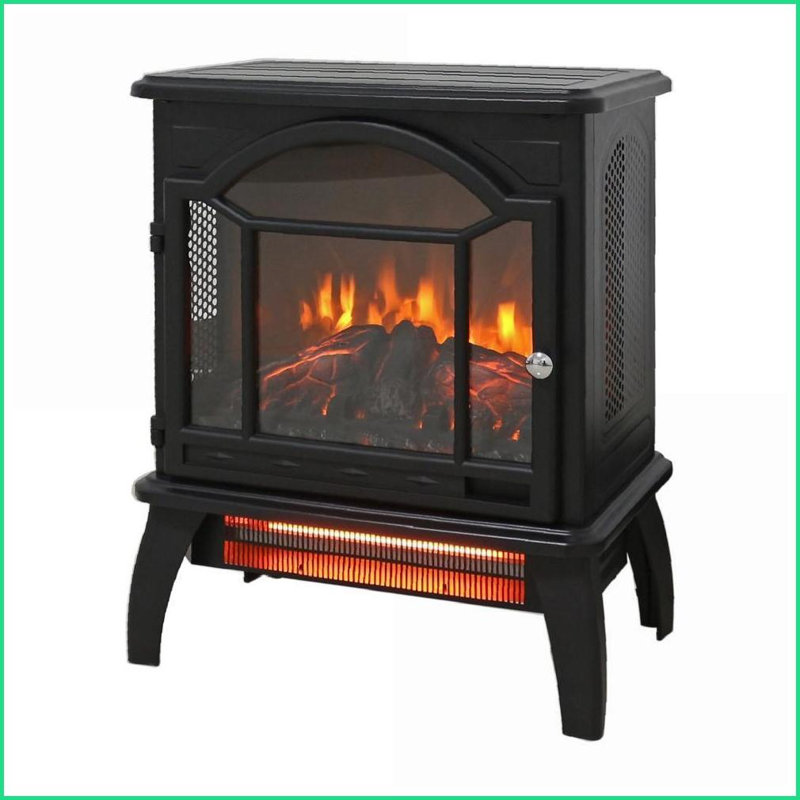 Indoor Electric Fireplace Stove, 18-Inch 3D Flame with Remote | Freestanding | Antique Black