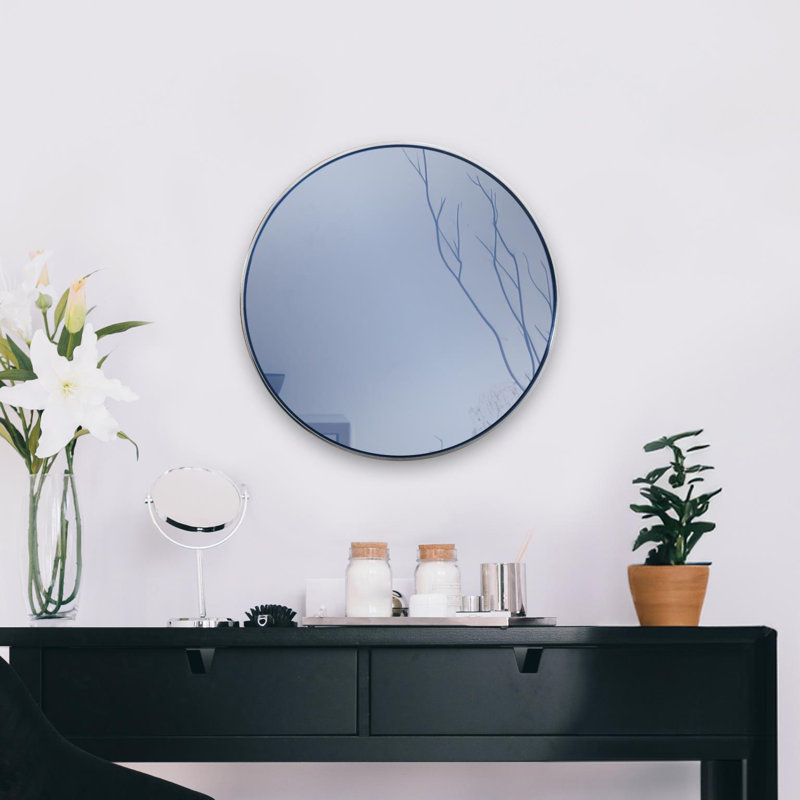 Miroir rond Jialin, vert émeraude, Bleu
