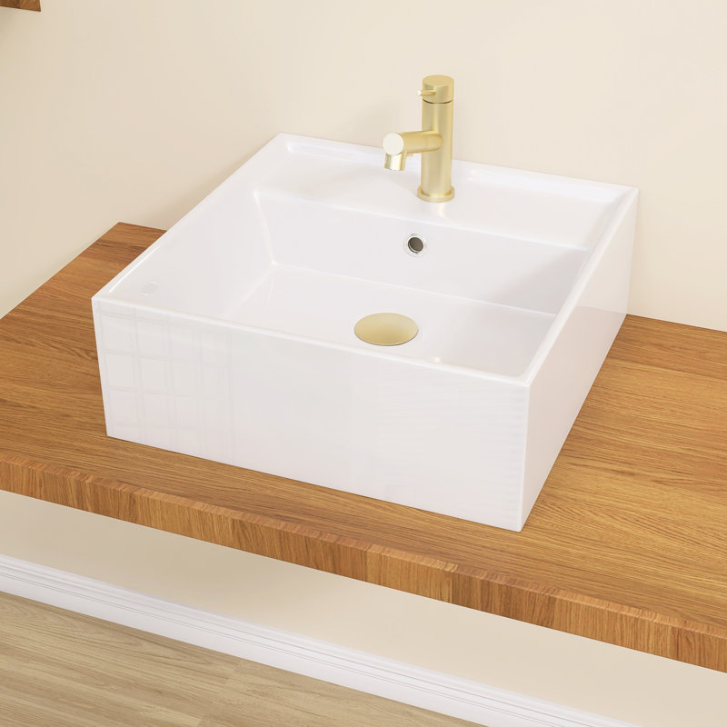 Lavabo de salle de bain mural en céramique 16 "L 16" x P 15,75 po
