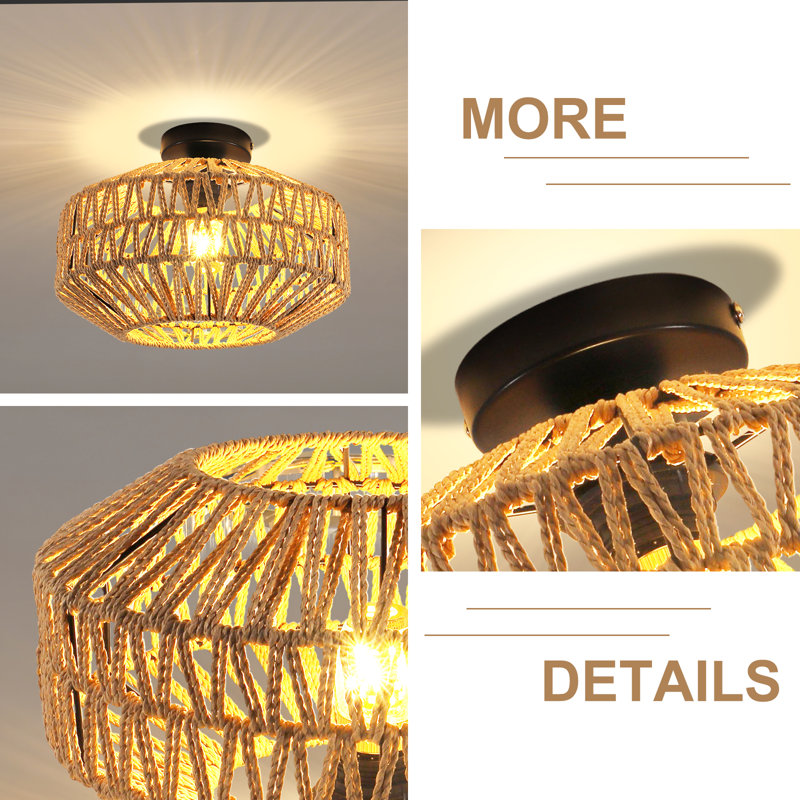 Alliette Rattan Semi Flush Mount