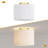 11" W 1-Light Brass Metal Flush Mount with Linen Drum Shade 