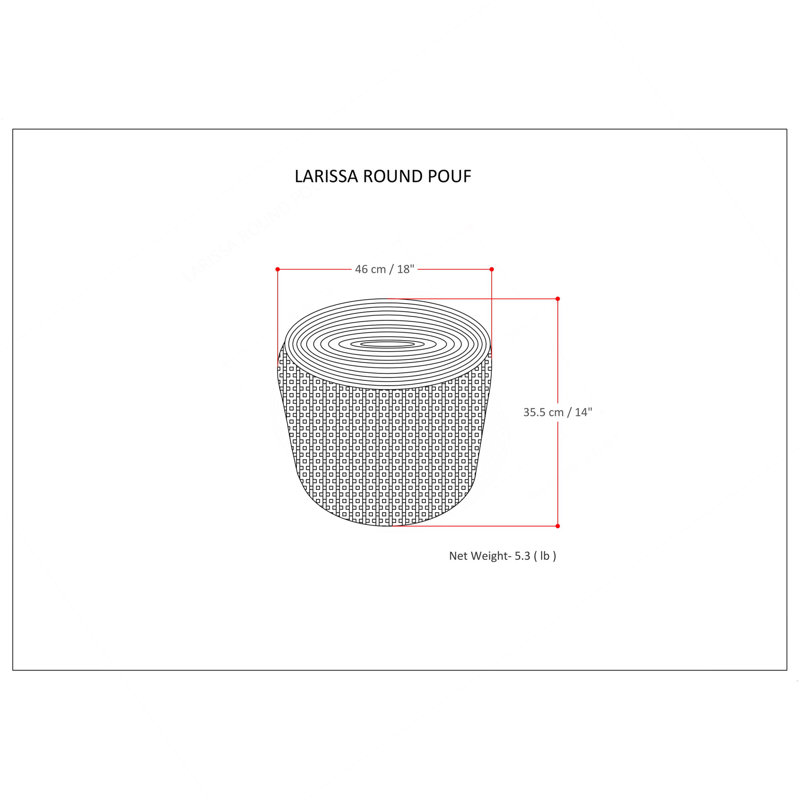 Pouf rond Larissa , Tissu rouge