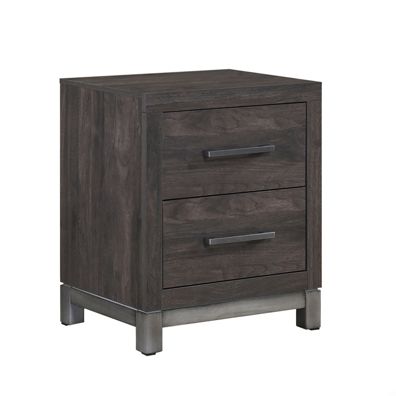 1Pc Nightstand With 2 Drawers, Brown Mix