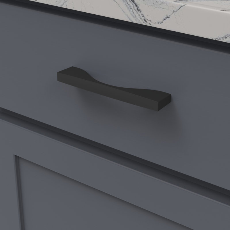 Channel Collection Handle Pull - Cabinet Pull - Contemporary Hardware for Drawers & Cabinets, 5 1/16", Matte Black