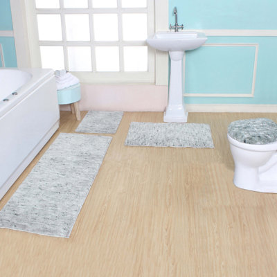 Cloud Comfort 100% Polyester Microfiber Bath Rug Set, Machine Washable & Non Slip Bath Rug - 4Pc Set