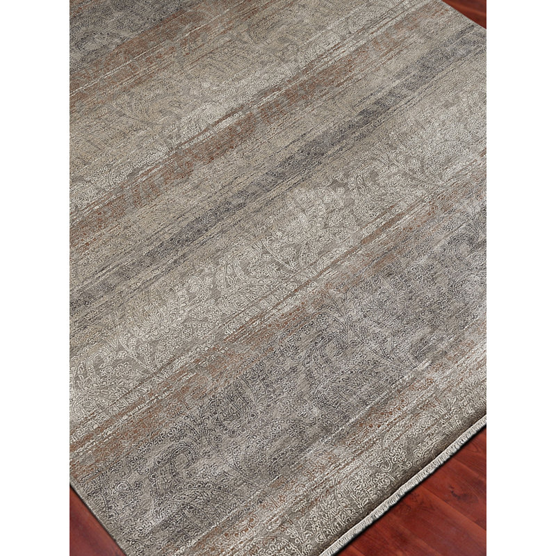 Tapis Akaroa / doré noué à la main Byesville, Rectangle 2 pi x 3 pi
