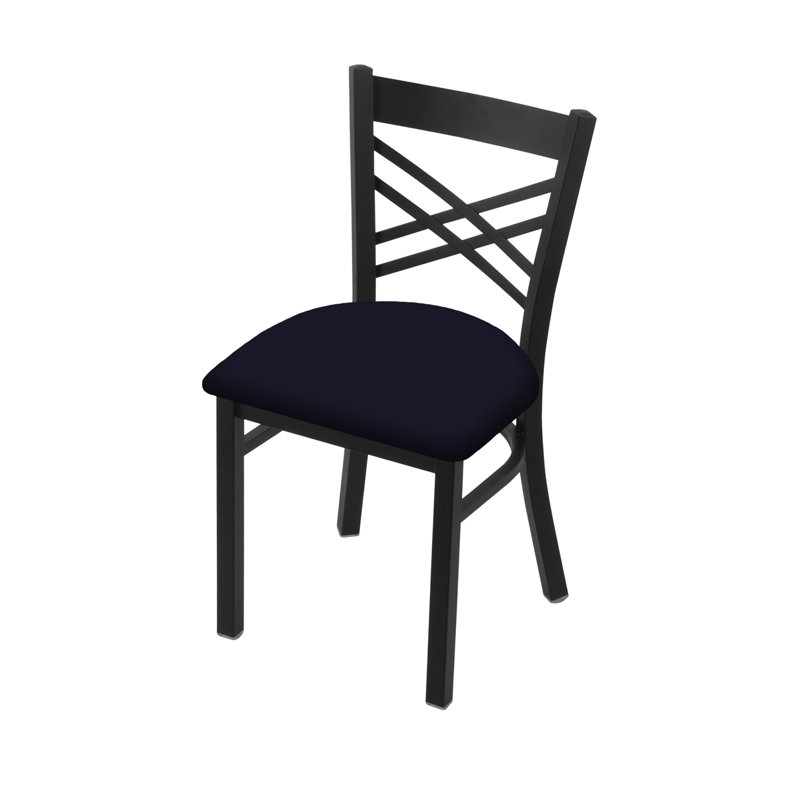 Catalina 18'' H Upholstered Metal Side Chair, Black Wrinkle, Vinyl-Canter Twilight