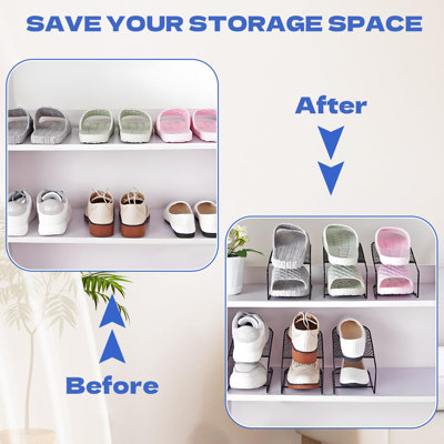 Ensemble de 12 range-chaussures en métal, étagère à chaussures double couche