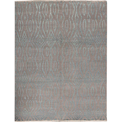 Tapis argenté et bleu clair noué à la main de haute qualité