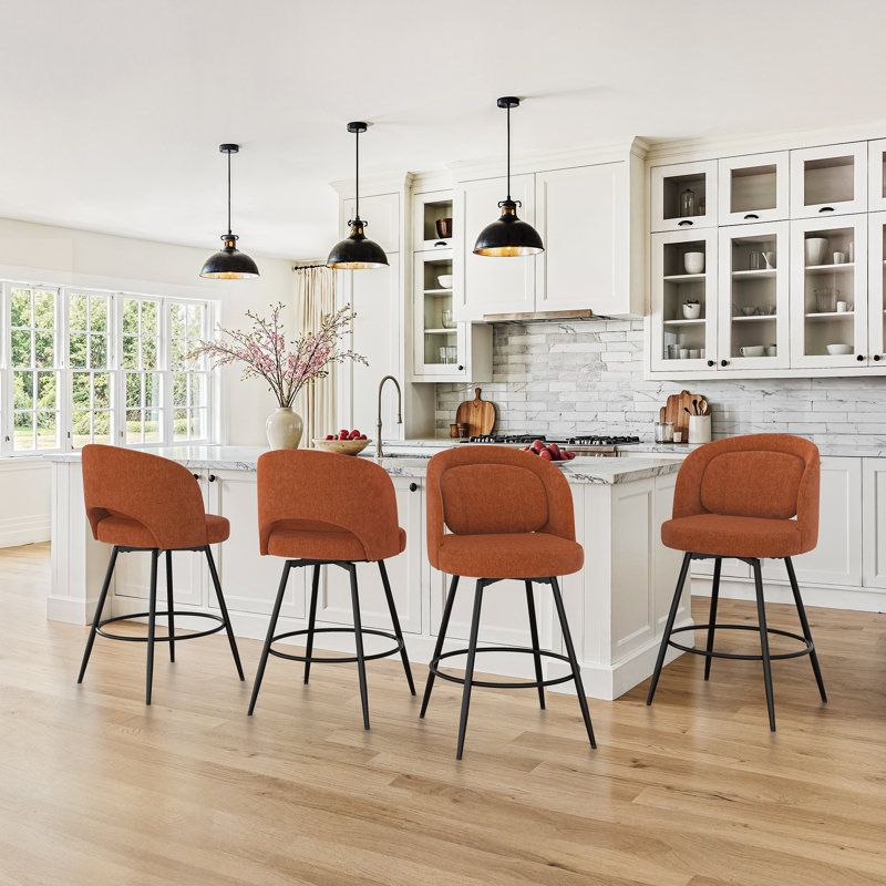 Tabouret de bar pivotant en métal 26 po, 4, Caramel