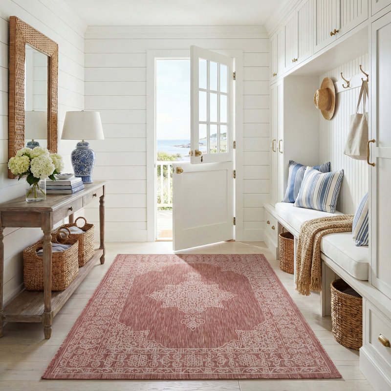 Arneshia Oriental Rust Indoor/Outdoor Area Rug, Rectangle 5'3" x 7'7"