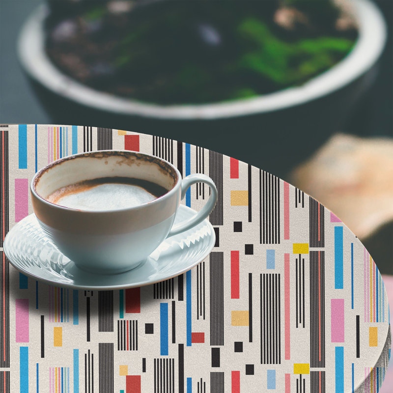 Ebern Designs Abstract Fitted Round Tablecloth Multicolor, 51.97" Round
