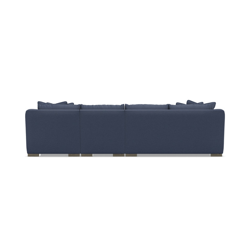 Sectional, Blue Polyester, 35" H x  135" W x 63.5" D, Right Hand Facing
