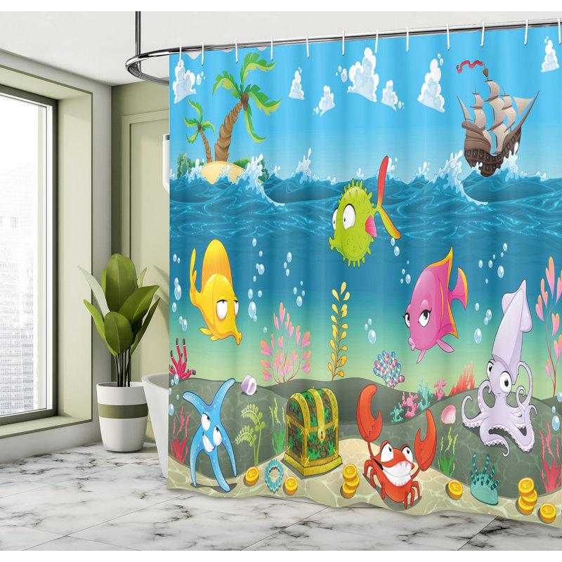 Shower Curtain Set + Hooks, 69" H x 105" W