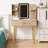 30" Fluted Vanity – 3-Color LED Mirror, Carved Details, 4 Drawers + Jewelry Hooks & Padded Rollers, Metal Legs, PU Stool, Vintage Yellow-Brown Finish