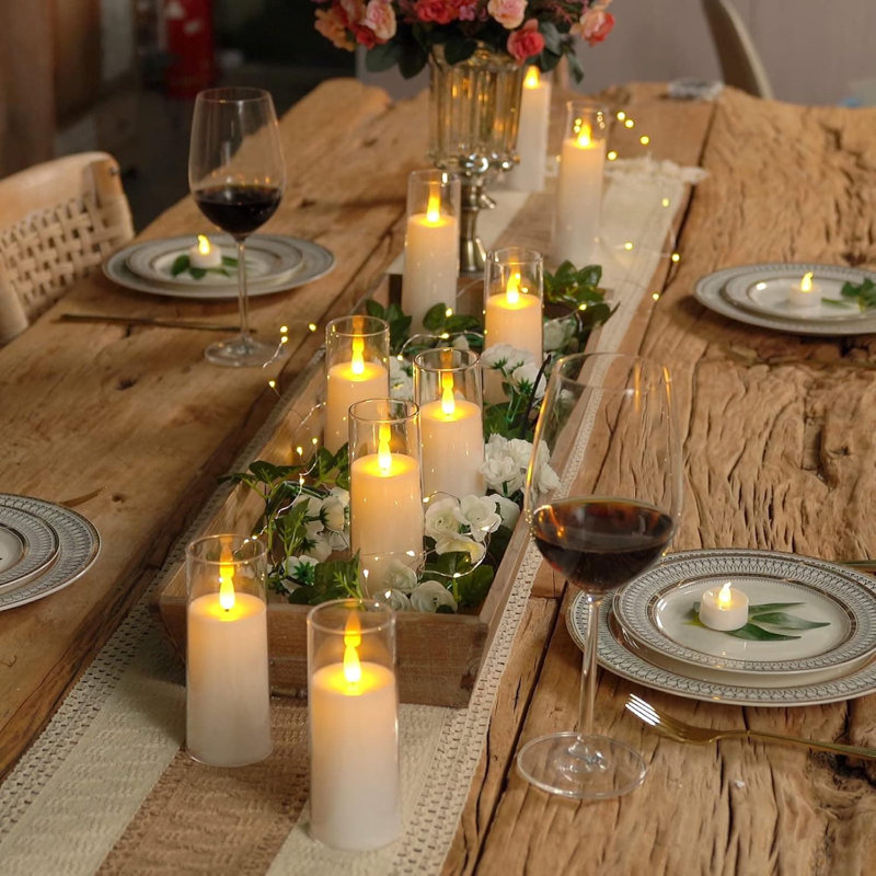Pure White Acrylic Flameless LED Candles - 9 Pack, Battery-Operated with Remote & Timer, Electric Fake for Wedding/Home Decor