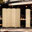 Paravent autoportant à 4 panneaux avec conception tissée à la main, plateau arqué, polypropylène et bois de pin, beige, pour plier la décoration intérieure