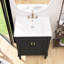 Meuble-lavabo de style rétro avec porte à fermeture en douceur et lavabo en céramique-130154635