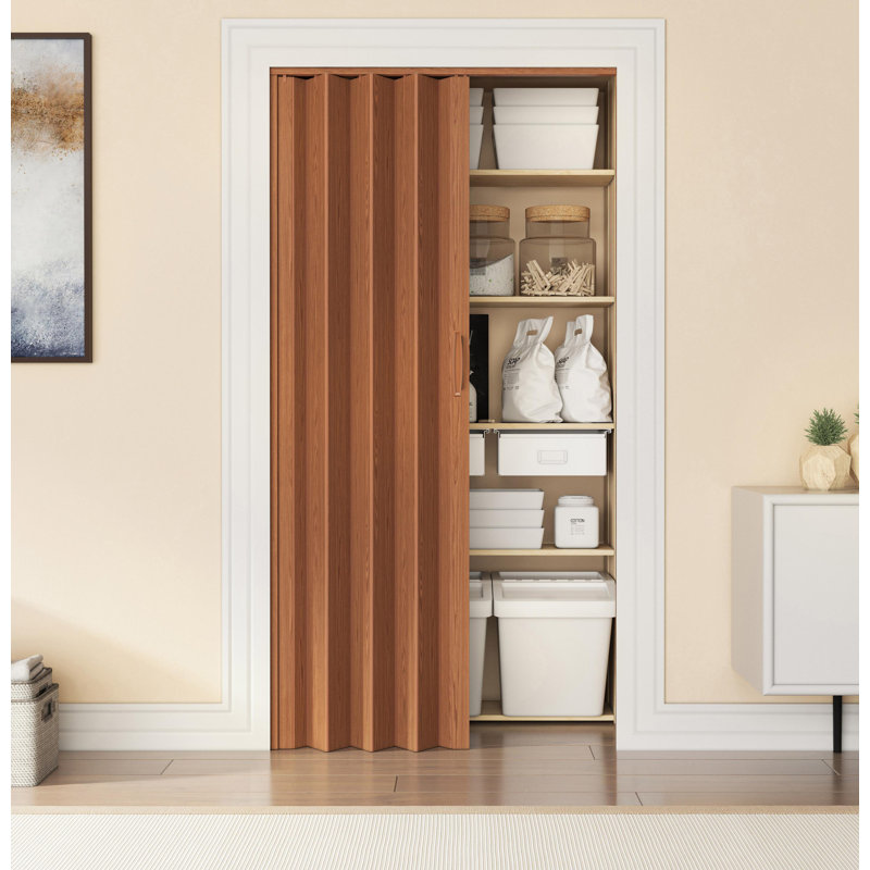 Portes accordéon pliables en PVC 32 "ou cloison d'intimité à usage interne, noyer, 80" H x 32" W x 0.75" D, Noyer