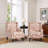 Duward Rococo Orange Floral Upholstered Wingback Accent Chair With Nailhead Trim-2090952965