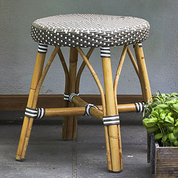 Jordyn Simone Rattan Bistro Stool, Cappuccino with White Dots