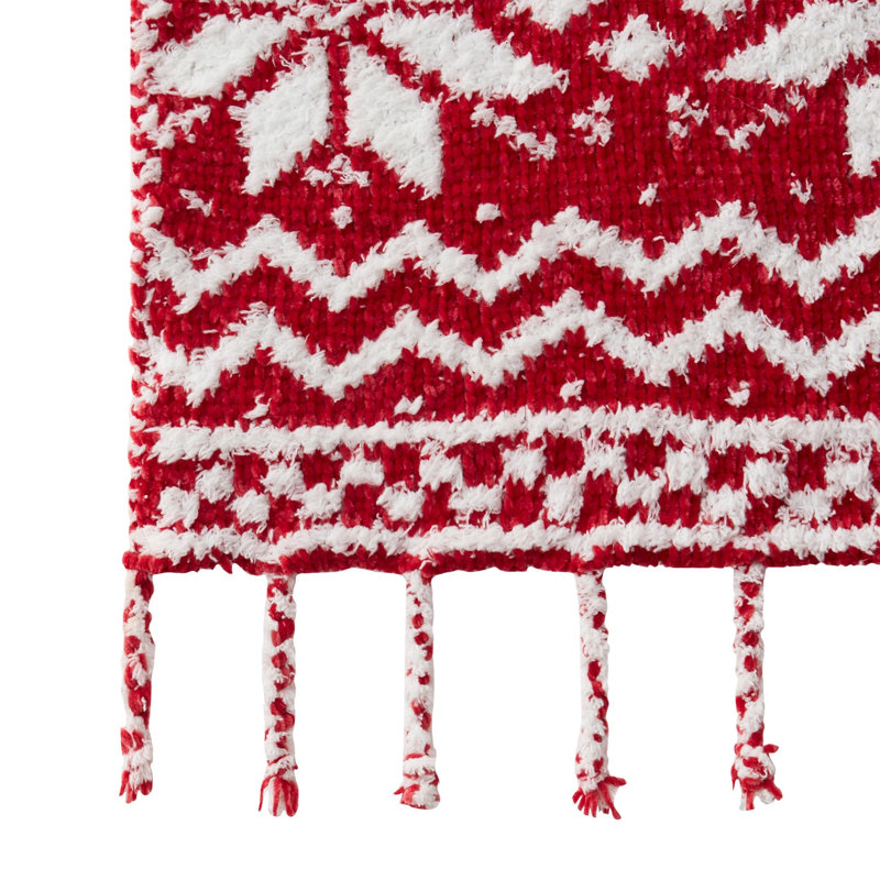 Astor Chenille Snowflake Holiday Throw, 50" x 60", Rouge