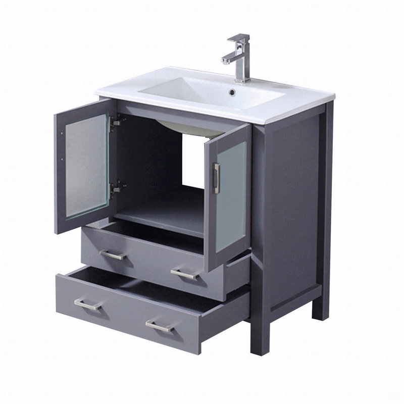 Ensemble de meuble-lavabo simple à simple cuve 30 po de largeur x 18,25 po de profondeur avec comptoir en céramique, Gris