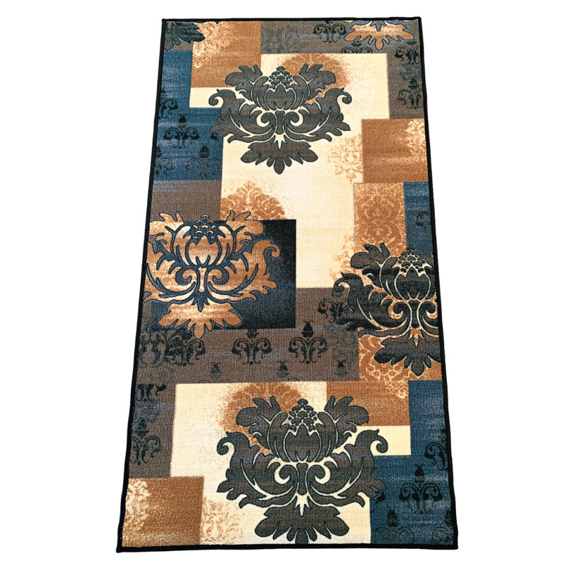 Casella Rectangle 80 cm x 150 cm Damask Hand Woven Area Rug