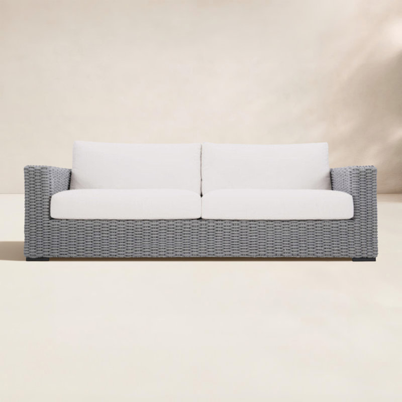 Capri Outdoor Metal Loveseat, Light Grey Linen 6032-010
