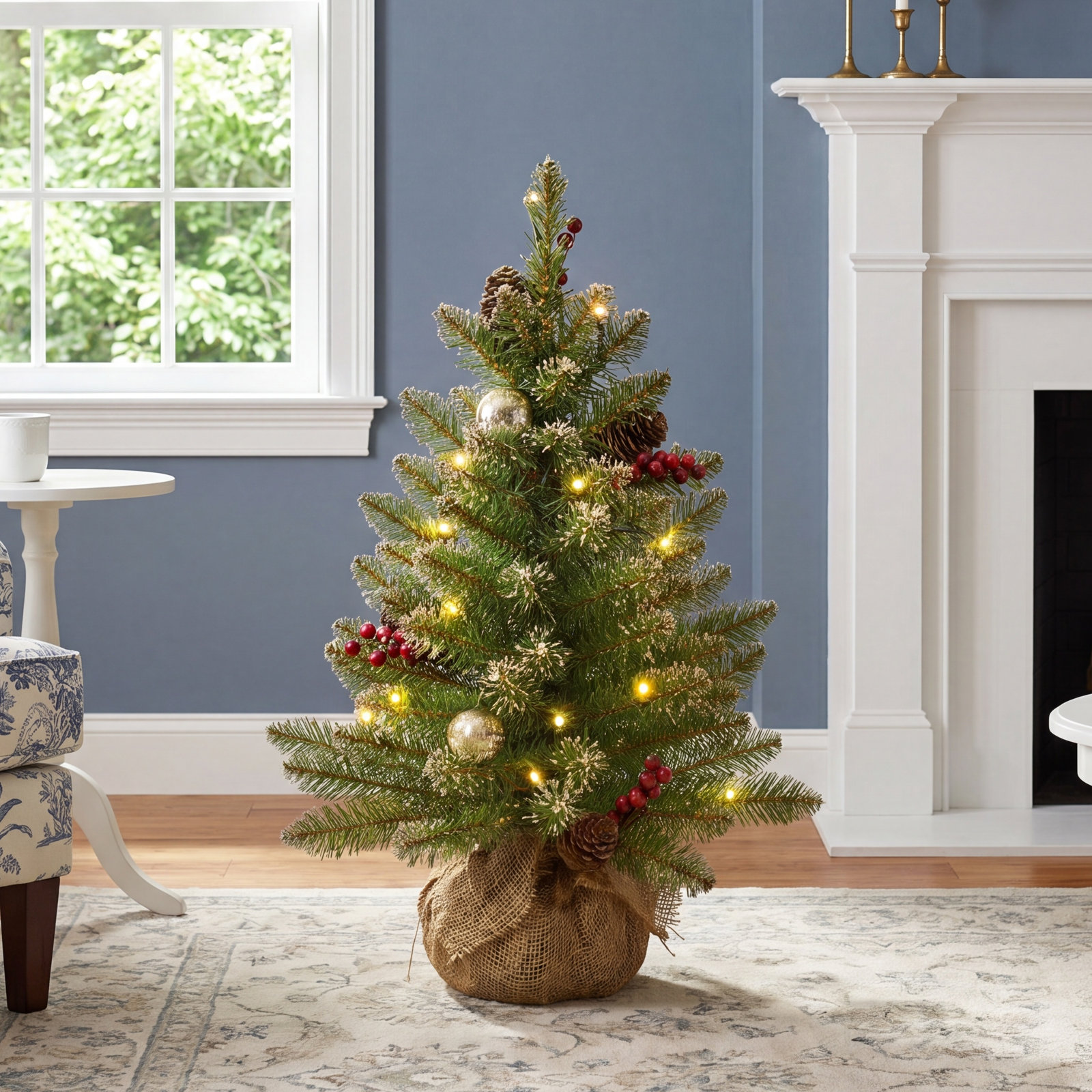 Gold 2' Pre-Lit Fir Christmas Tree