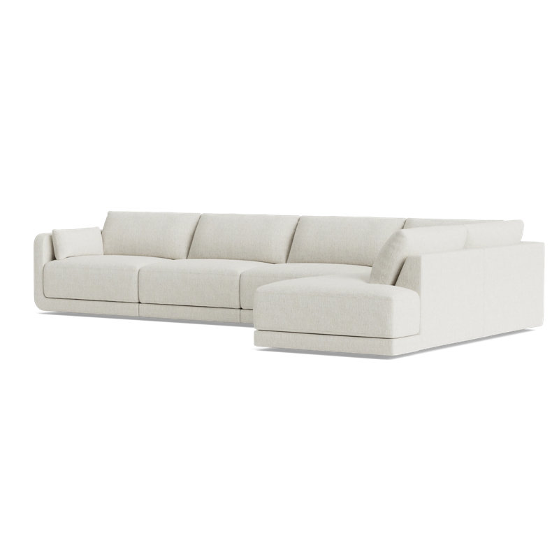 Eva Modular Corner Sectional, Performance Chenille - Snow, Right Hand Facing