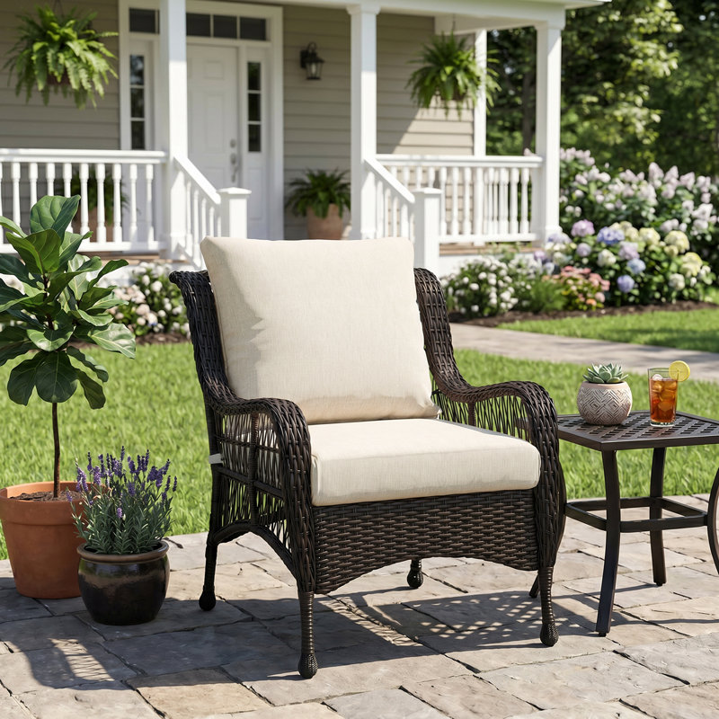 Outdoor Water-resistant Deep Seat Cushion Set, Khaki, 19" W x 19" D