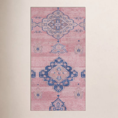 Davin Machine Washable Pink/Blue Rug